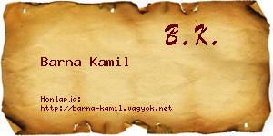 Barna Kamil névjegykártya